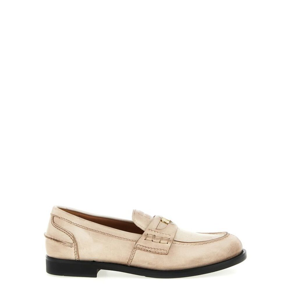 Miu Miu Women Waxed Leather Loafers